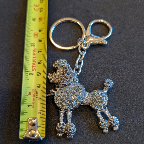Keychain Silver Poodle With Rhinestones - Picture 7 of 7